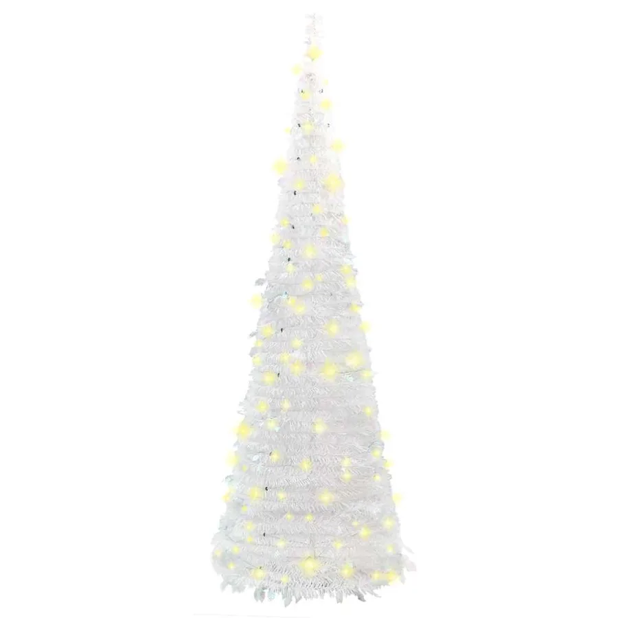 Sapin de Noël artificiel escamotable 50 LED blanc 120 cm - 5