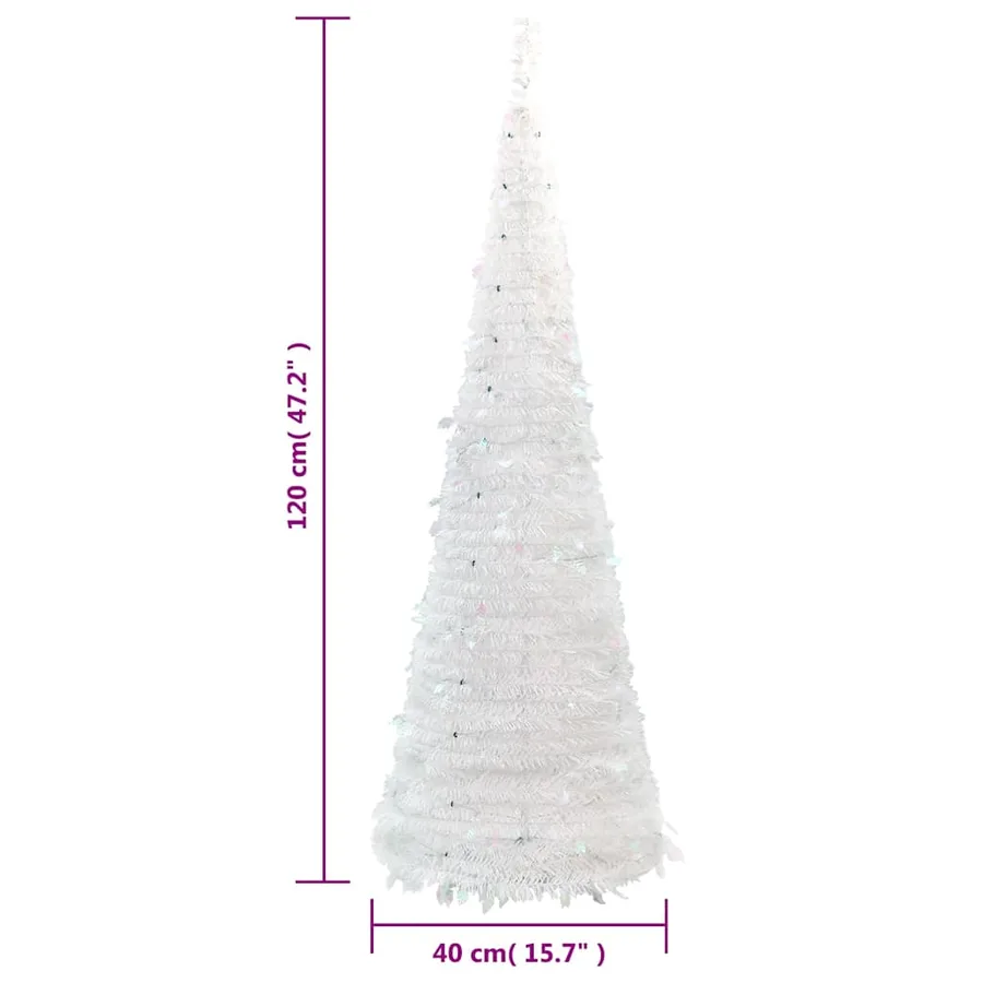 Sapin de Noël artificiel escamotable 50 LED blanc 120 cm - 9