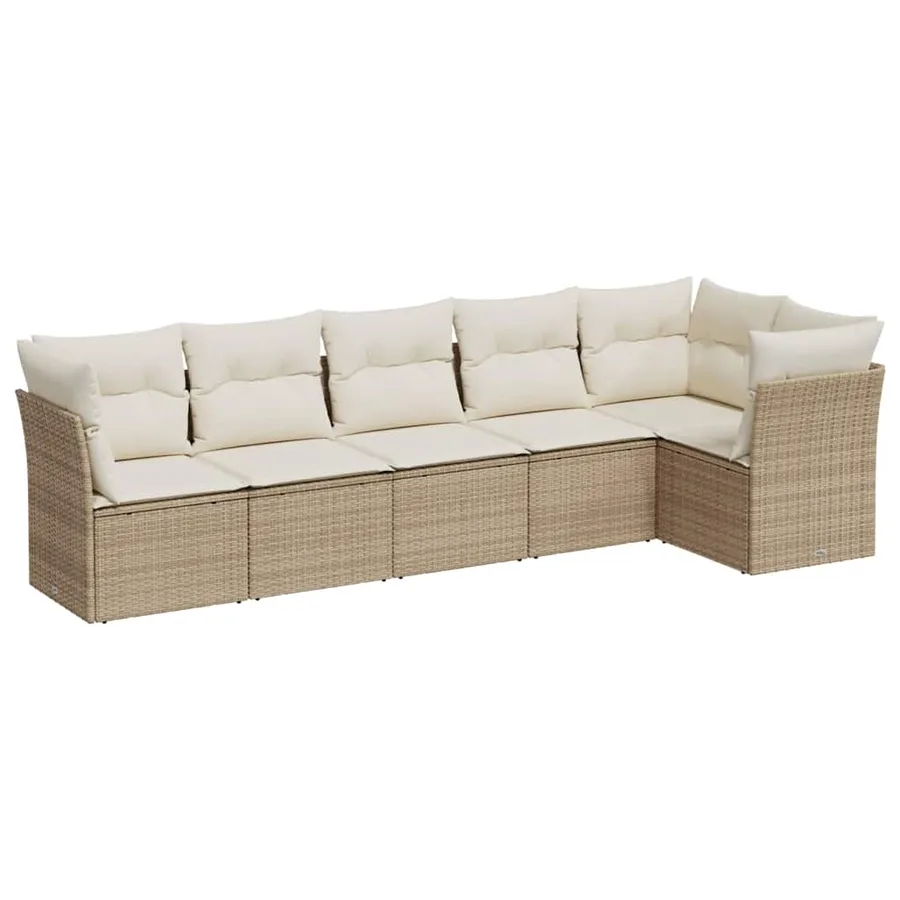 Salon de jardin avec coussins 6 pcs beige résine tressée - 2