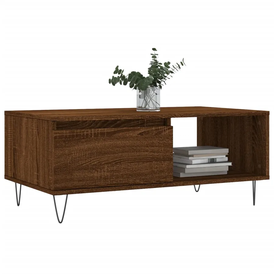Table basse Chêne marron 90x50x36,5 cm Bois d'ingénierie - 3