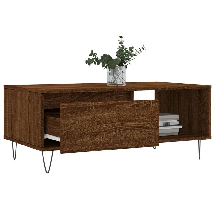 Table basse Chêne marron 90x50x36,5 cm Bois d'ingénierie - 4