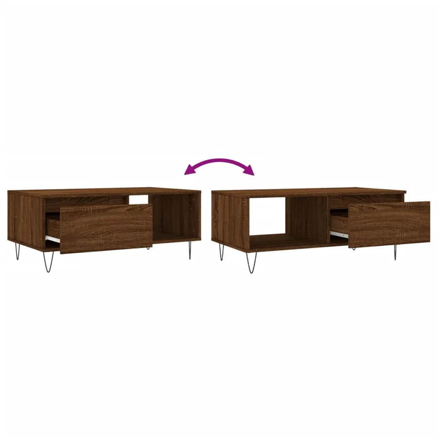 Table basse Chêne marron 90x50x36,5 cm Bois d'ingénierie - 9