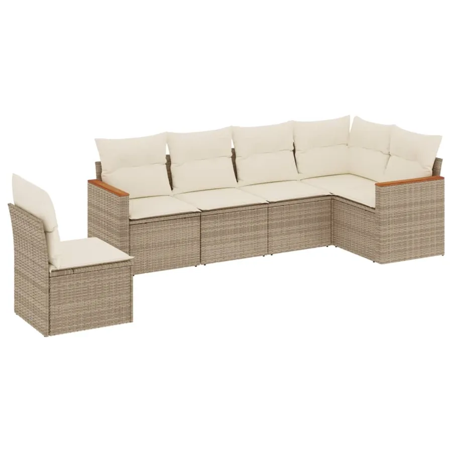 Salon de jardin avec coussins 6 pcs beige résine tressée - 2