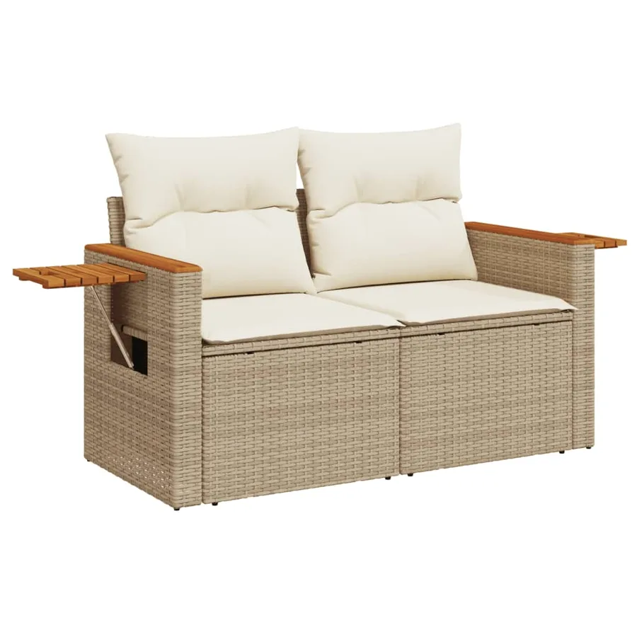 Salon de jardin avec coussins 6 pcs beige résine tressée - 4