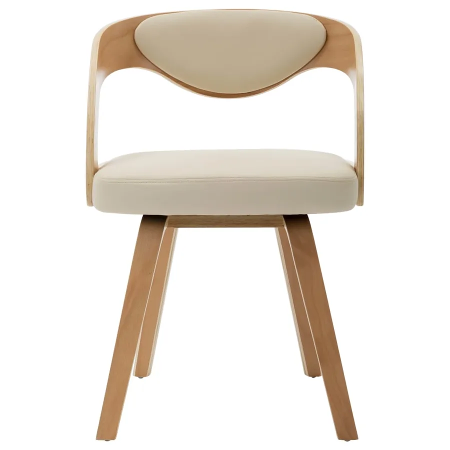 Chaises à manger lot de 6 crème bois courbé et similicuir - 3