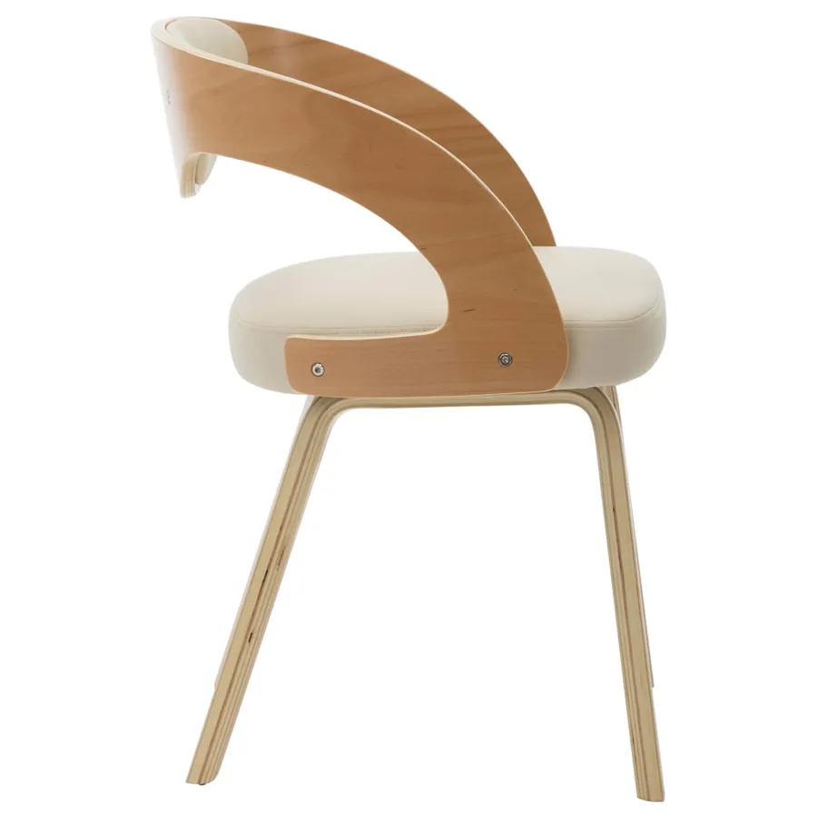 Chaises à manger lot de 6 crème bois courbé et similicuir - 4