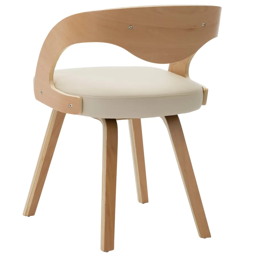 Chaises à manger lot de 6 crème bois courbé et similicuir - 5