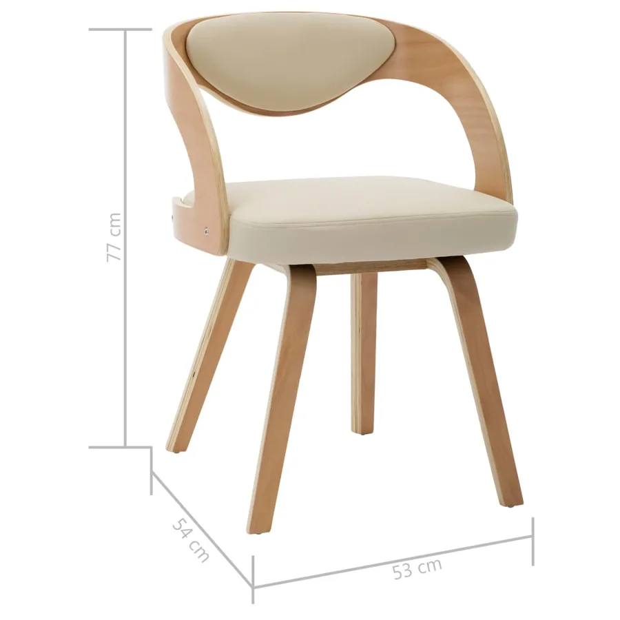 Chaises à manger lot de 6 crème bois courbé et similicuir - 7