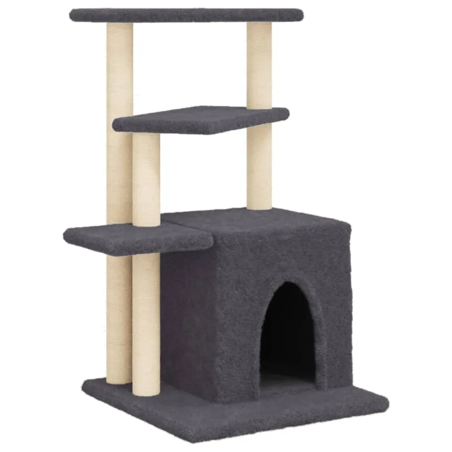 Arbre à chat avec griffoirs en sisal gris foncé 83,5 cm - 2