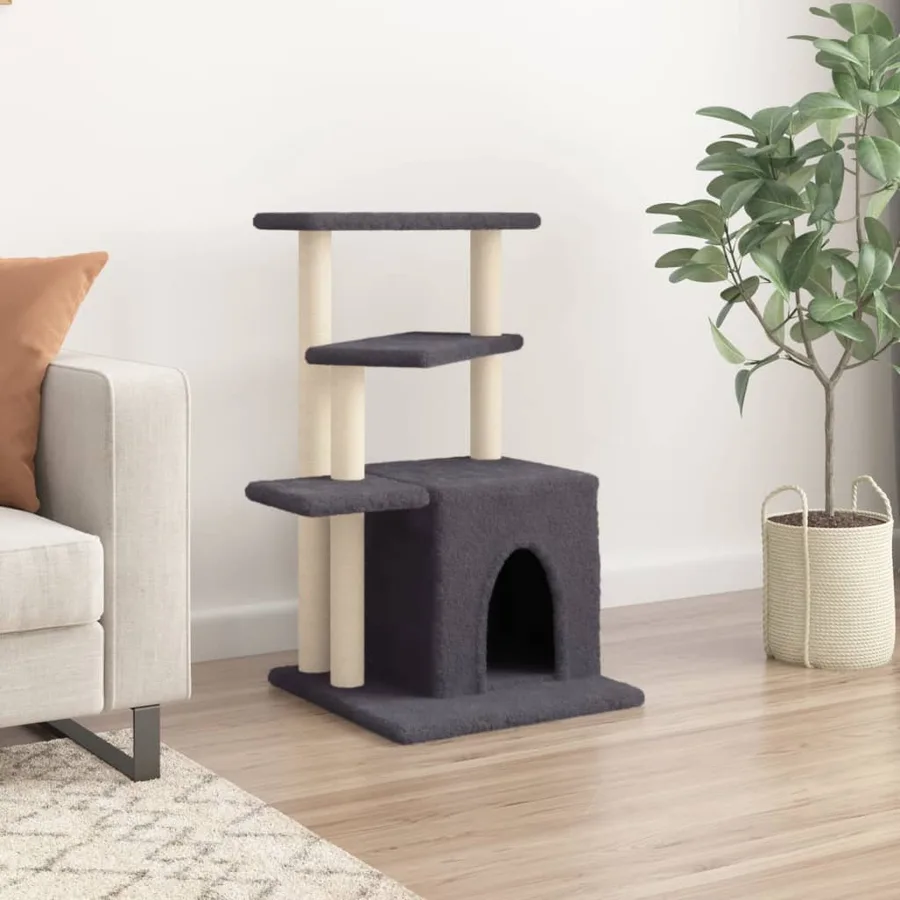 Arbre à chat avec griffoirs en sisal gris foncé 83,5 cm - 3