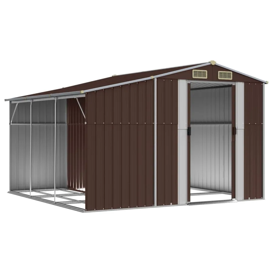 Abri de jardin marron 277x279x179 cm acier galvanisé - 3