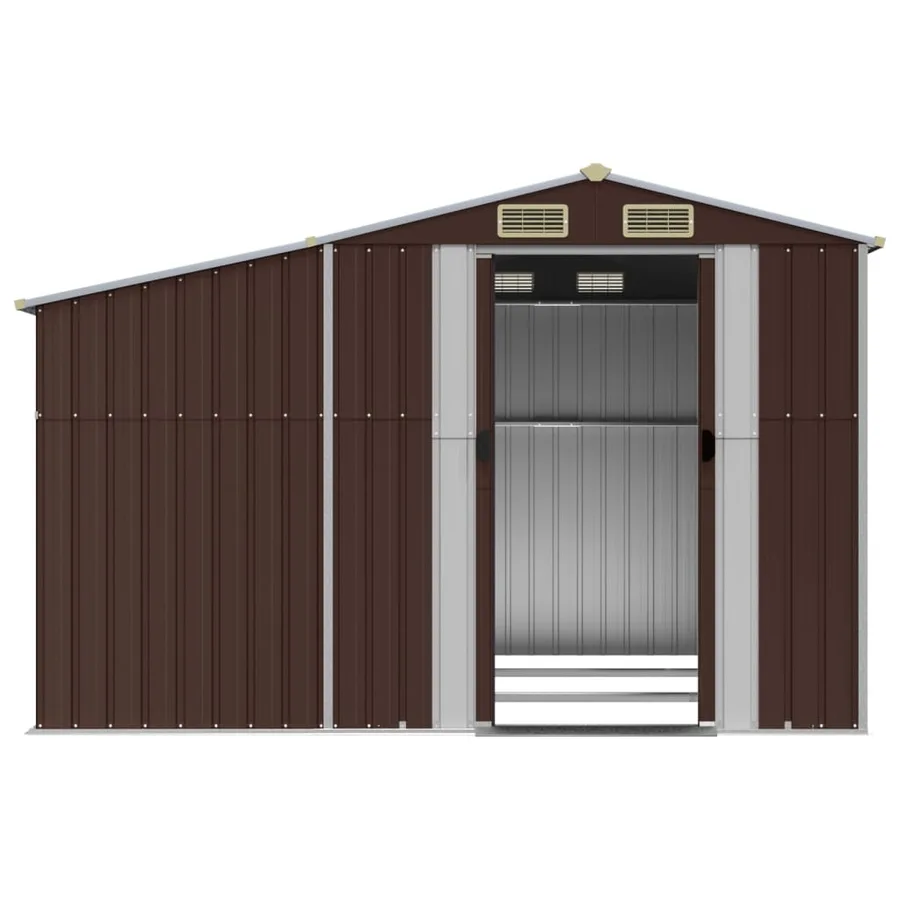 Abri de jardin marron 277x279x179 cm acier galvanisé - 5