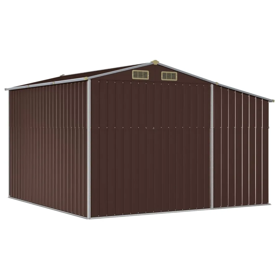 Abri de jardin marron 277x279x179 cm acier galvanisé - 7