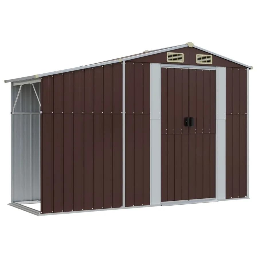 Abri de jardin marron 277x279x179 cm acier galvanisé - 8
