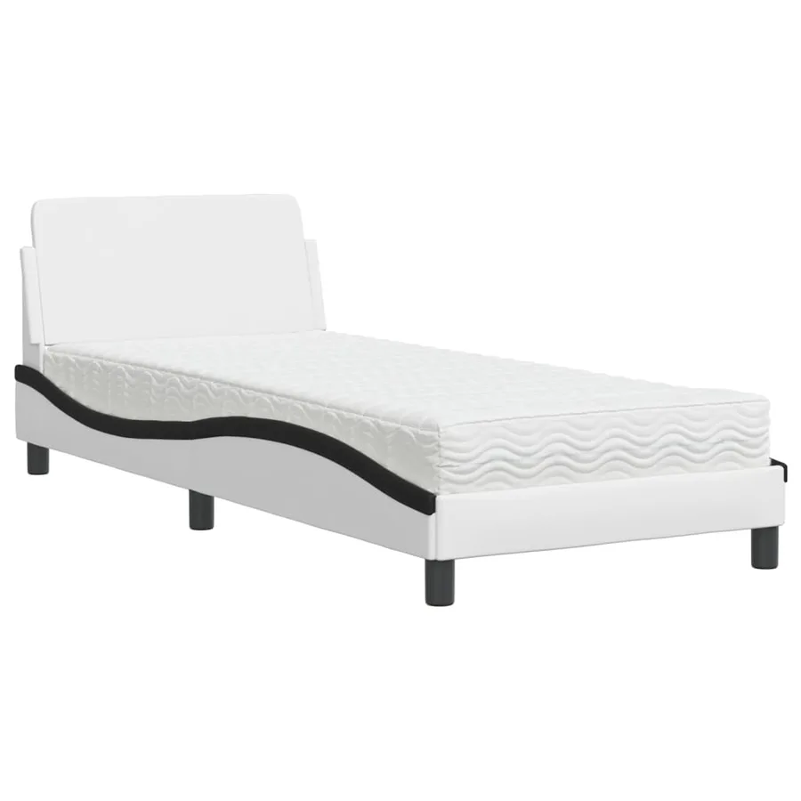 Lit avec matelas Dover blanc et noir 90x200 cm similicuir - 2