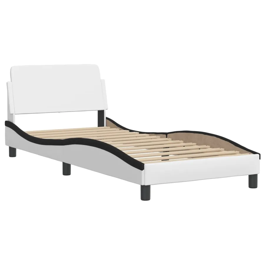 Lit avec matelas Dover blanc et noir 90x200 cm similicuir - 4