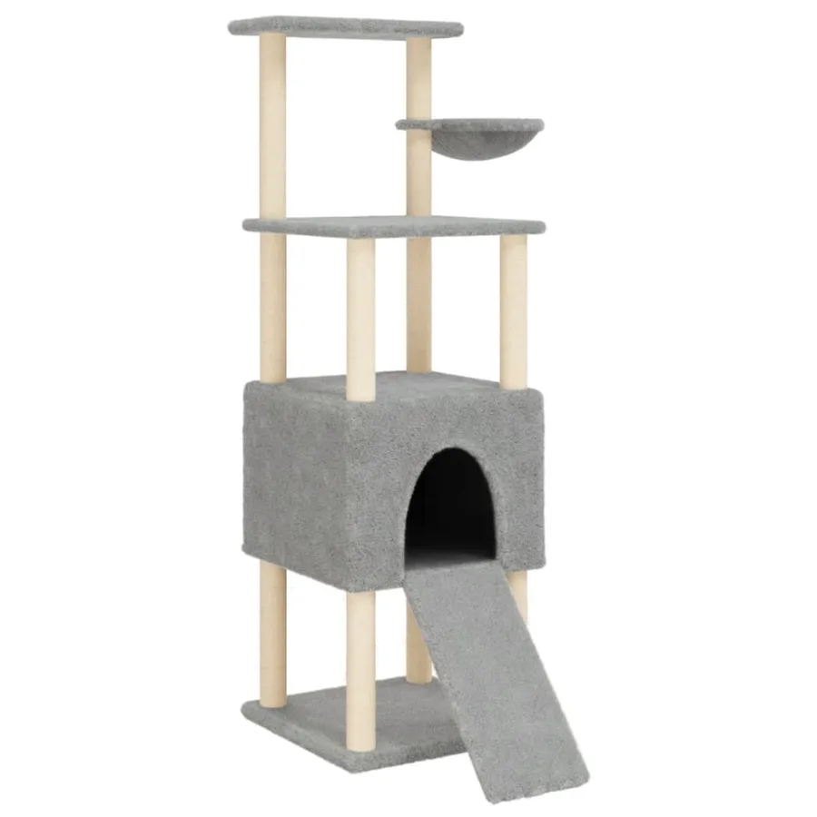 Arbre à chat avec griffoirs en sisal Gris clair 153 cm - 2