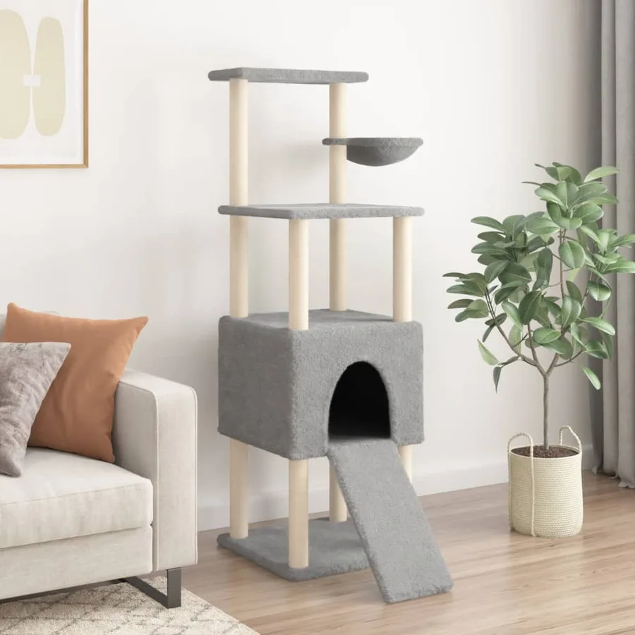 Arbre à chat avec griffoirs en sisal Gris clair 153 cm - 3