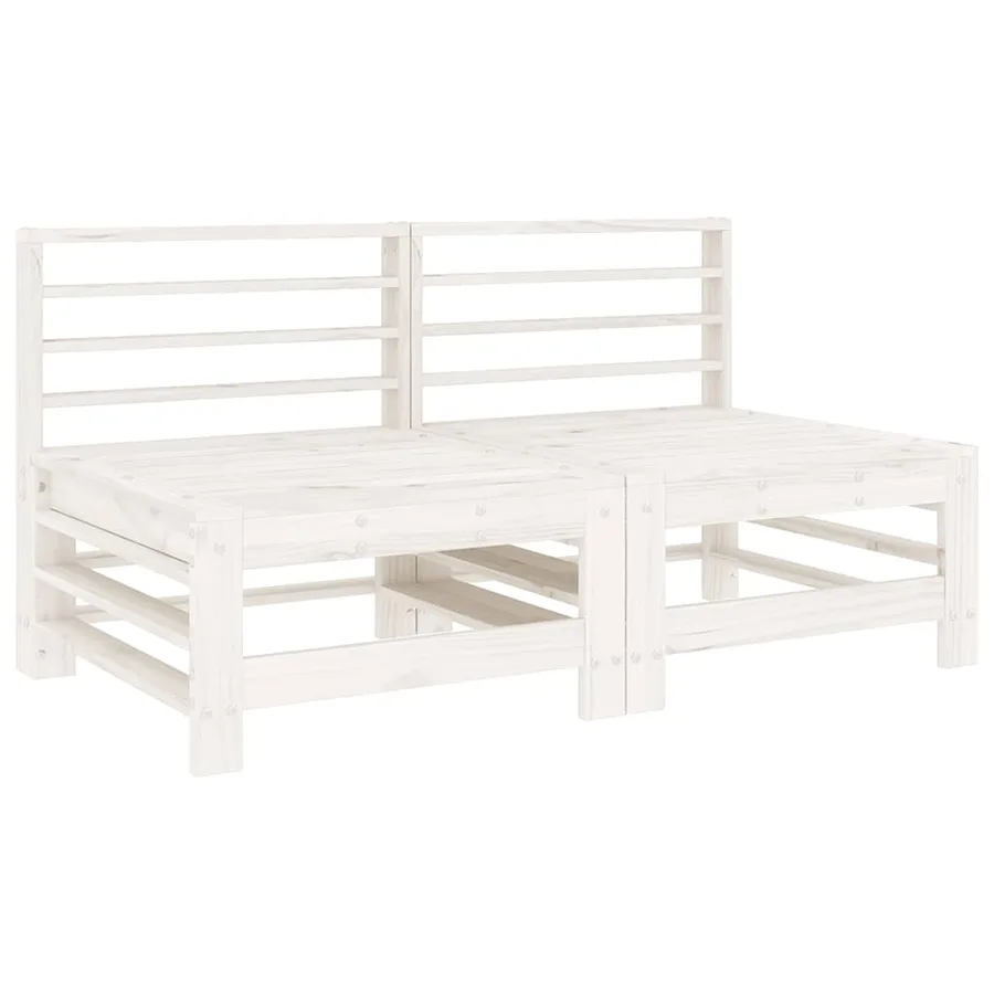 Salon de jardin 7 pcs Blanc Bois de pin massif - 3