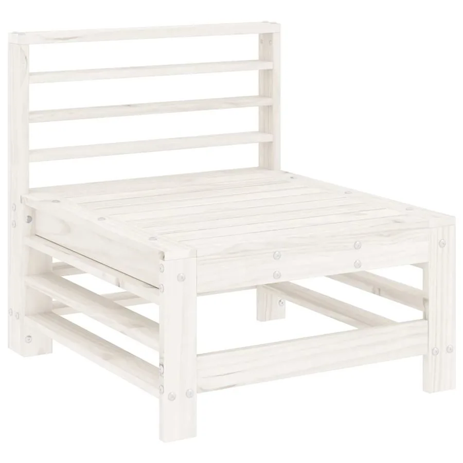 Salon de jardin 7 pcs Blanc Bois de pin massif - 4