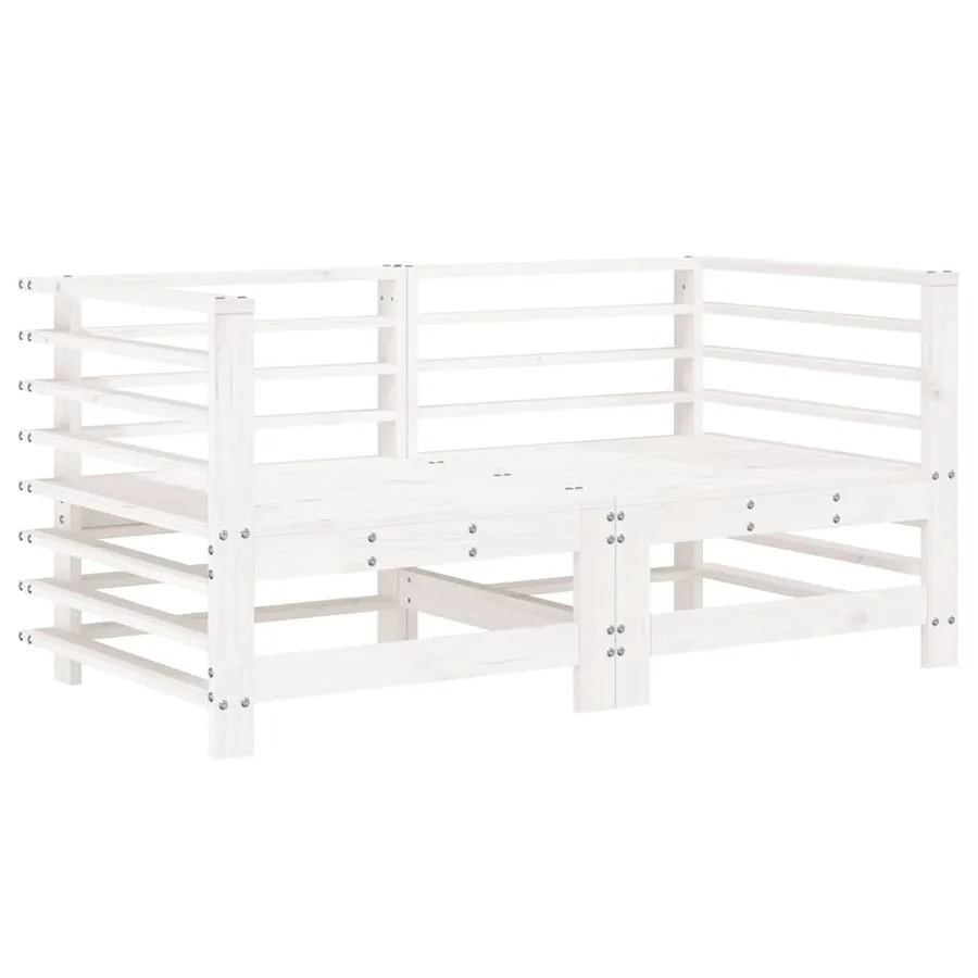 Salon de jardin 7 pcs Blanc Bois de pin massif - 7