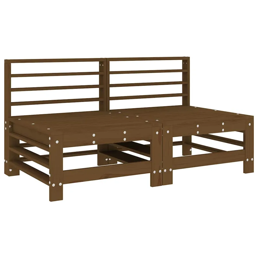 Canapés centraux de jardin 2 pcs marron miel bois de pin solide - 2