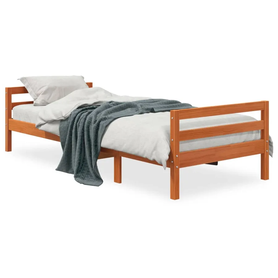 Cadre de lit sans matelas cire marron 90x200 cm bois pin massif - 2