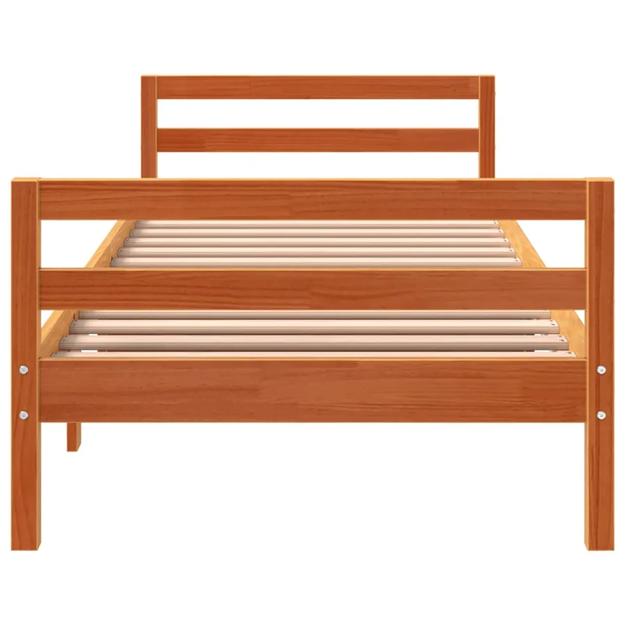 Cadre de lit sans matelas cire marron 90x200 cm bois pin massif - 4