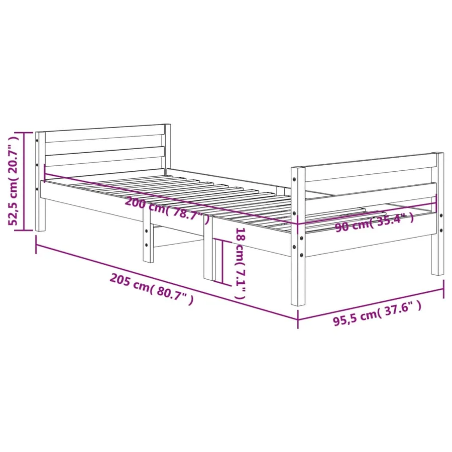 Cadre de lit sans matelas cire marron 90x200 cm bois pin massif - 9