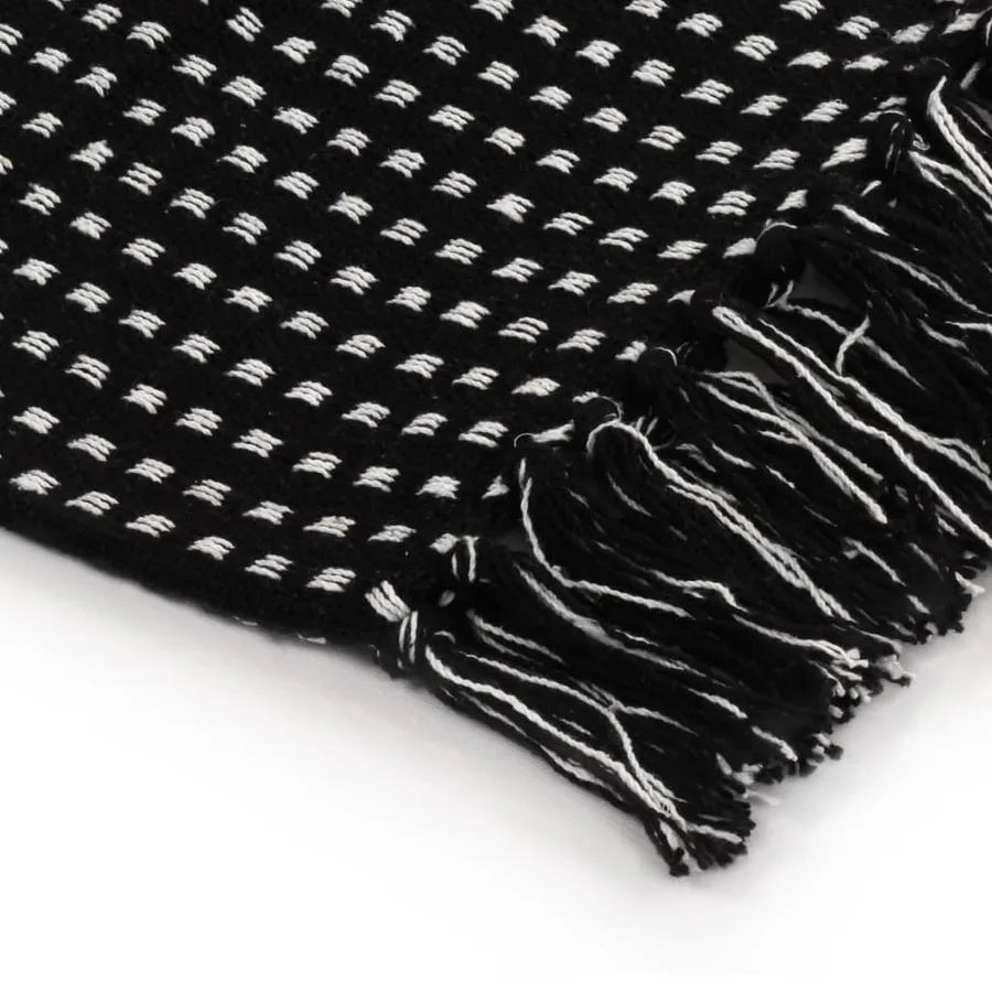 Couverture coton à carrés 220x250 cm Noir - 4
