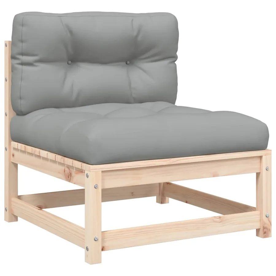 Canapés de jardin sans accoudoirs coussins 2pcs bois massif pin - 5