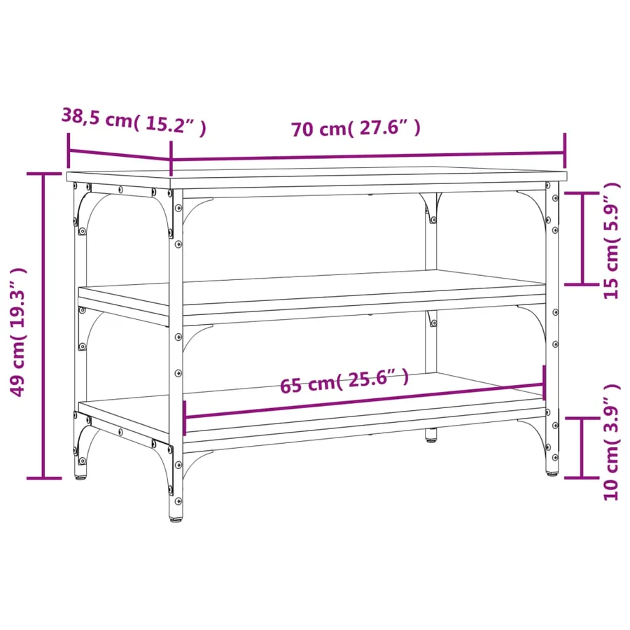 Banc à chaussures sonoma gris 70x38,5x49 cm bois d'ingénierie - 10
