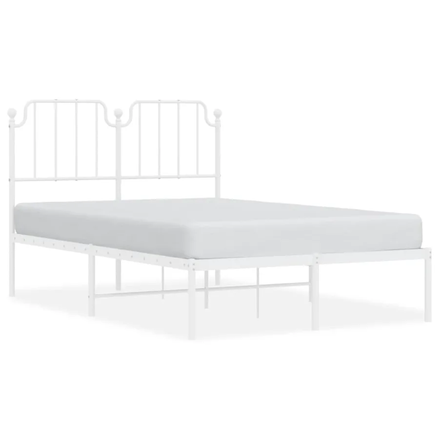 Cadre de lit métal sans matelas et tête de lit blanc 120x200 cm - 2