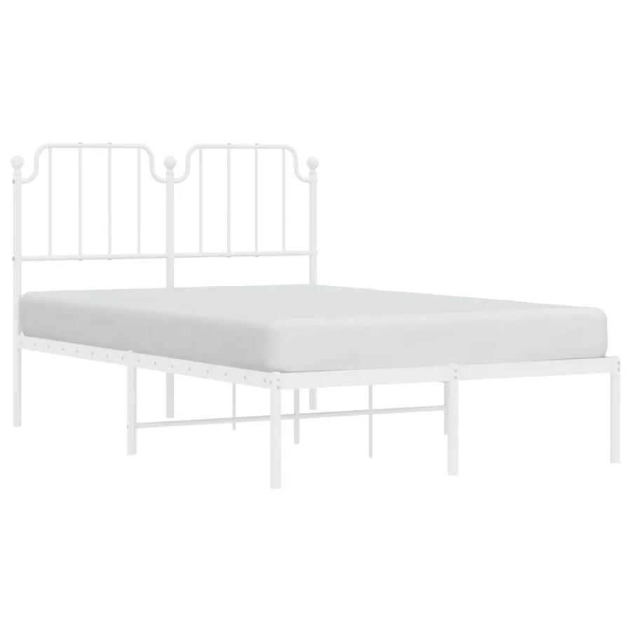 Cadre de lit métal sans matelas et tête de lit blanc 120x200 cm - 3