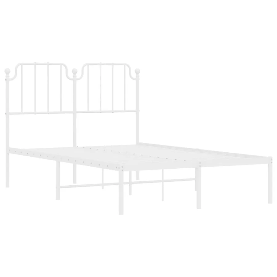 Cadre de lit métal sans matelas et tête de lit blanc 120x200 cm - 4
