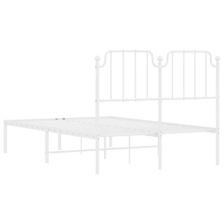 Cadre de lit métal sans matelas et tête de lit blanc 120x200 cm - 7