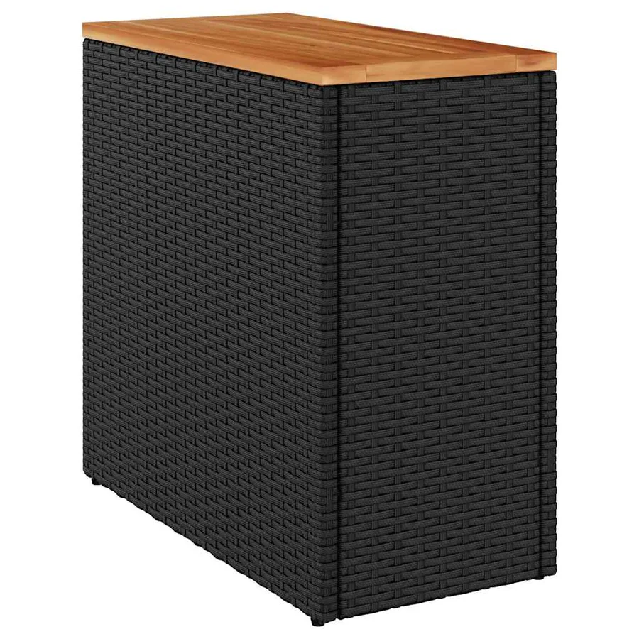Table d'appoint de jardin avec plateau en bois noir 58 x 27,5 x 55 cm en résine tressée - 7