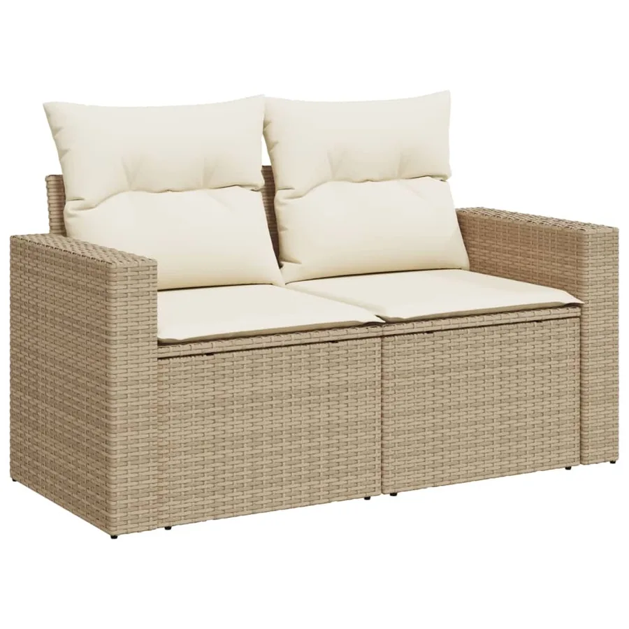 Salon de jardin 11 pcs avec coussins beige résine tressée - 6