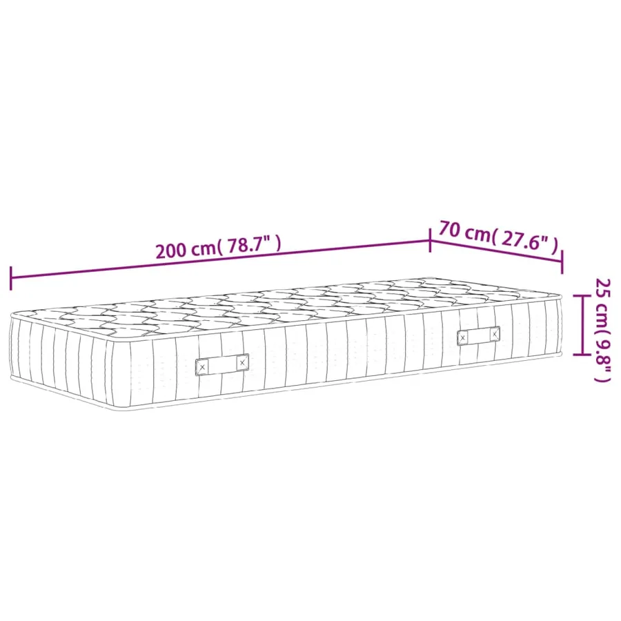 Matelas à ressorts ensachés dureté moyenne 70x200 cm - 9