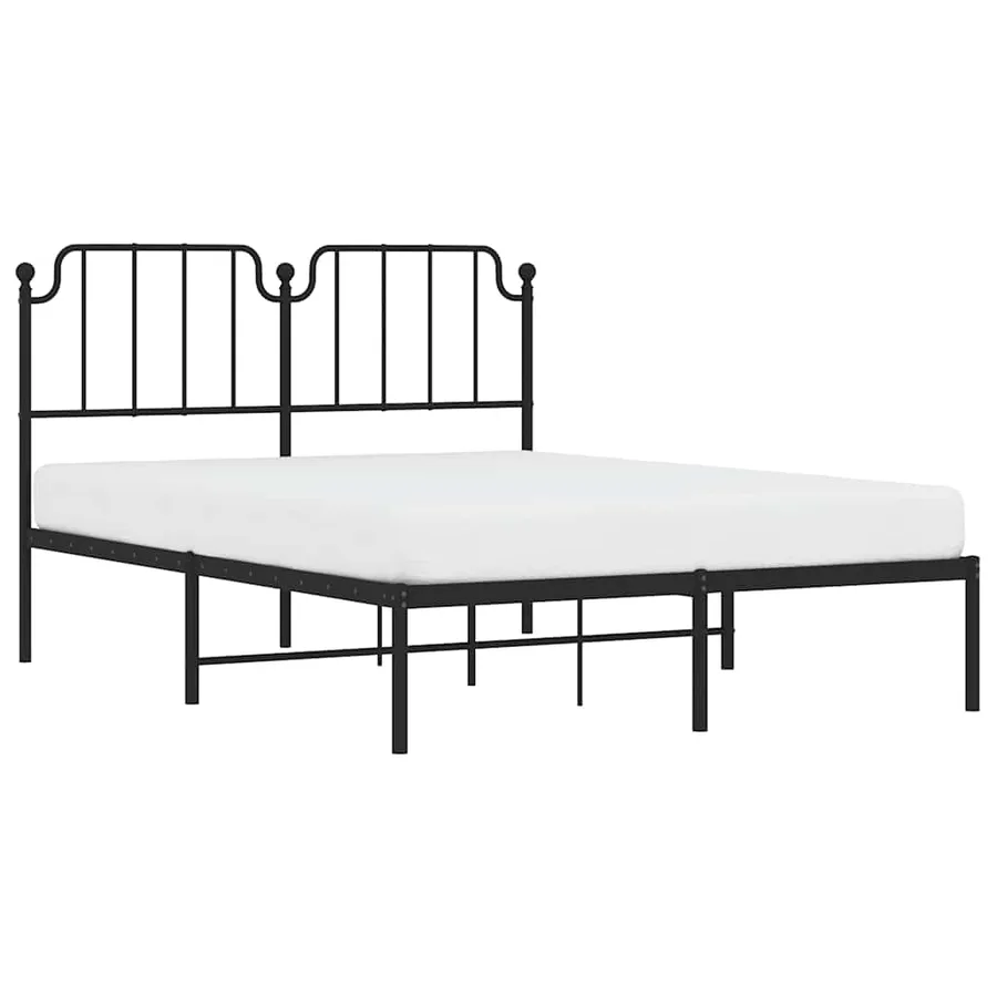 Cadre de lit métal sans matelas avec tête de lit noir 135x190cm - 4