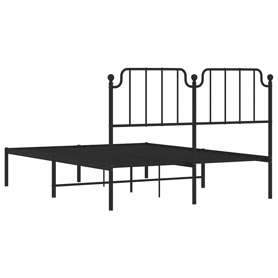 Cadre de lit métal sans matelas avec tête de lit noir 135x190cm - 8