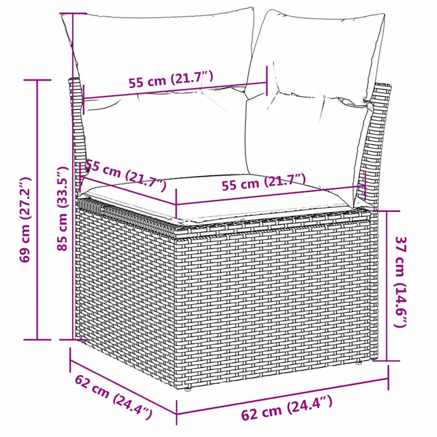 Salon de jardin avec coussins 8 pcs beige résine tressée - 4