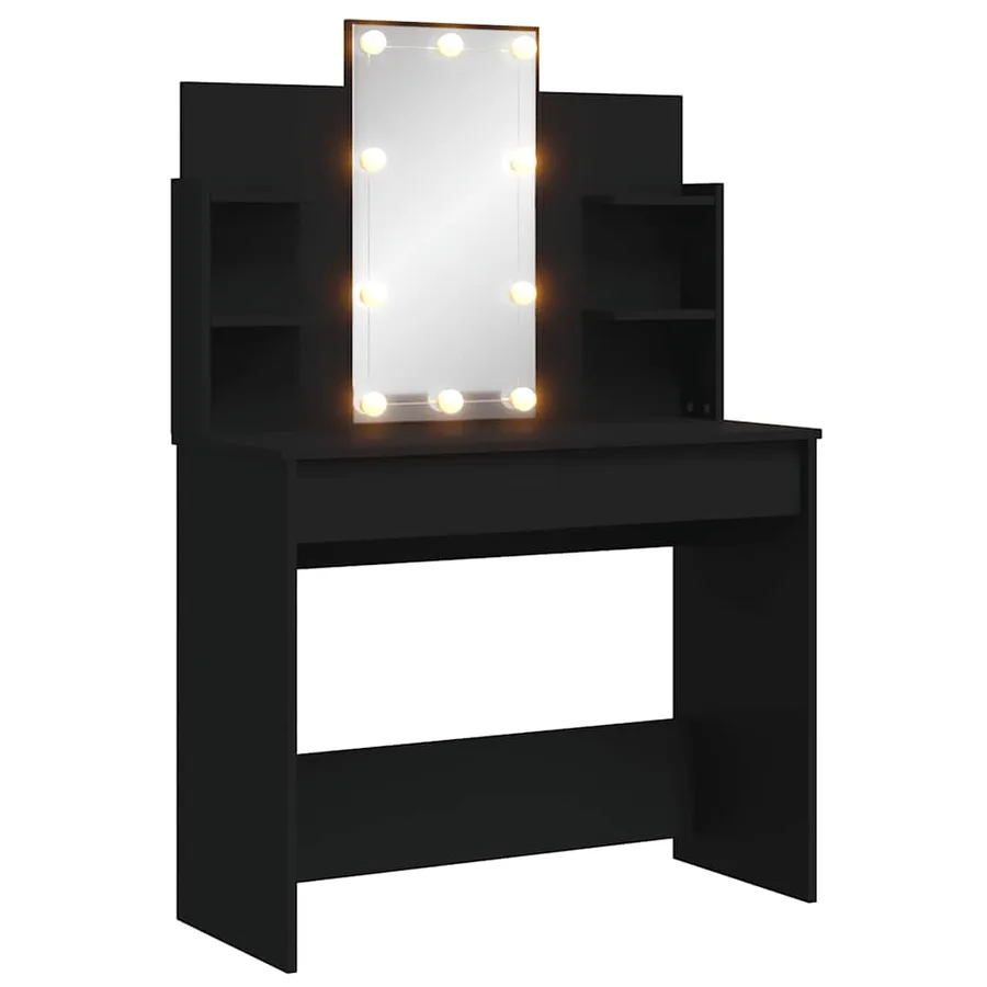 Coiffeuse avec lumières LED noir 96x40x142 cm - 2