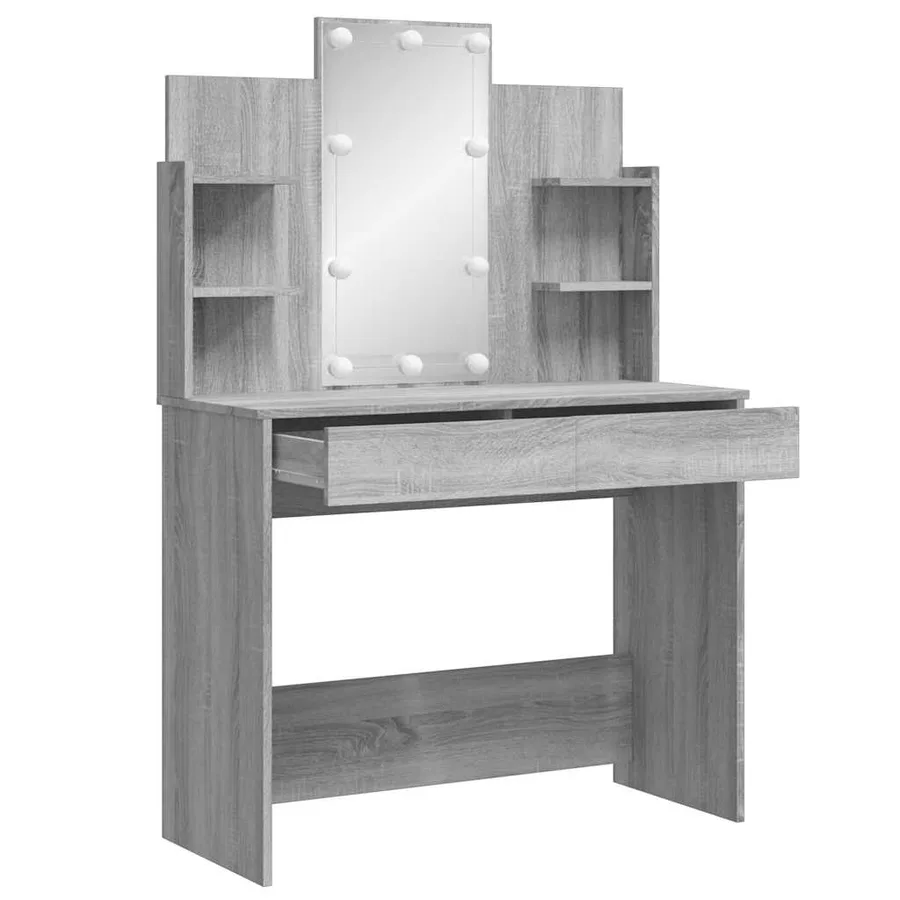 Coiffeuse avec lumières LED sonoma gris 96x40x142 cm - 4