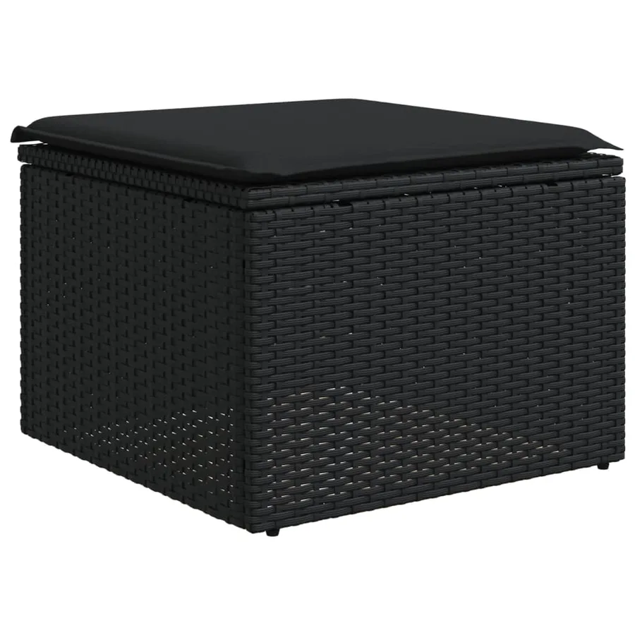 Salon de jardin 8 pcs avec coussins noir résine tressée - 7