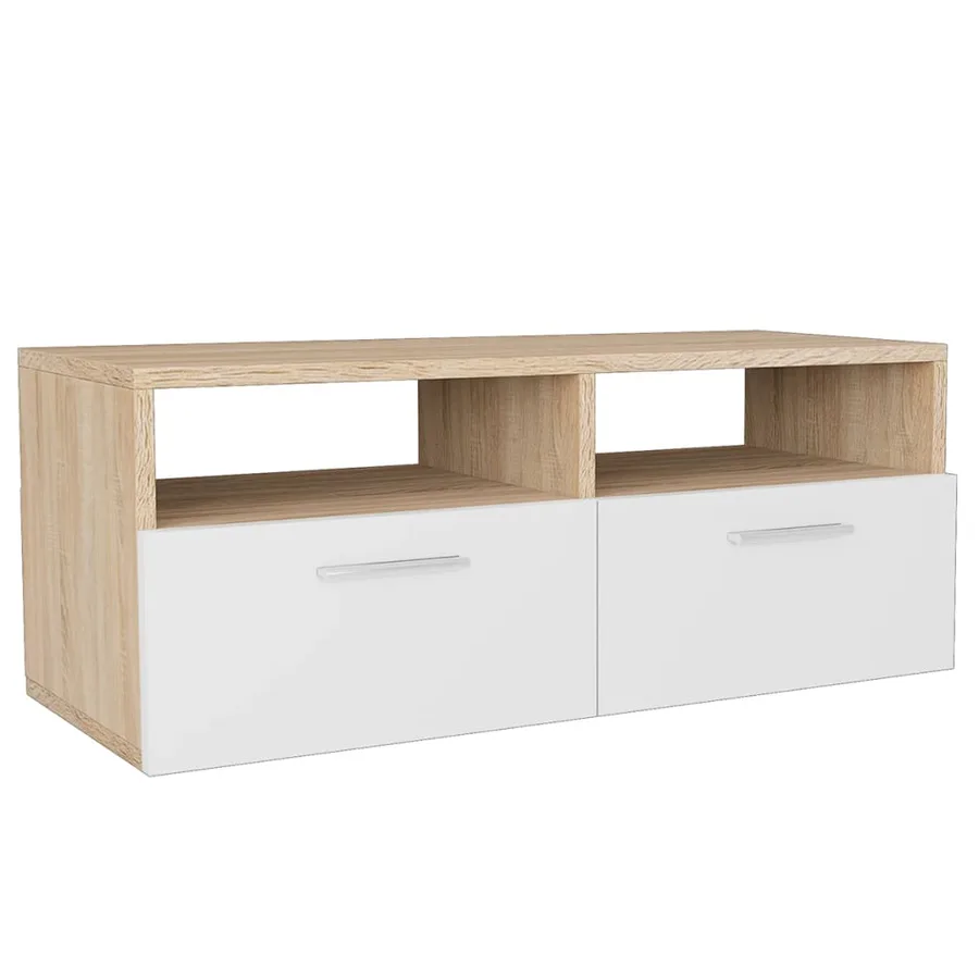 Meubles TV 2 pcs Bois d’ingénierie 95x35x36 cm Chêne et blanc - 3