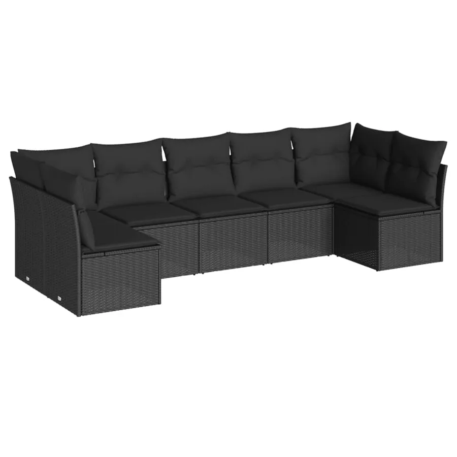 Salon de jardin 7 pcs avec coussins noir résine tressée 62 x 62 x 69 cm - 54,7 kg - 2