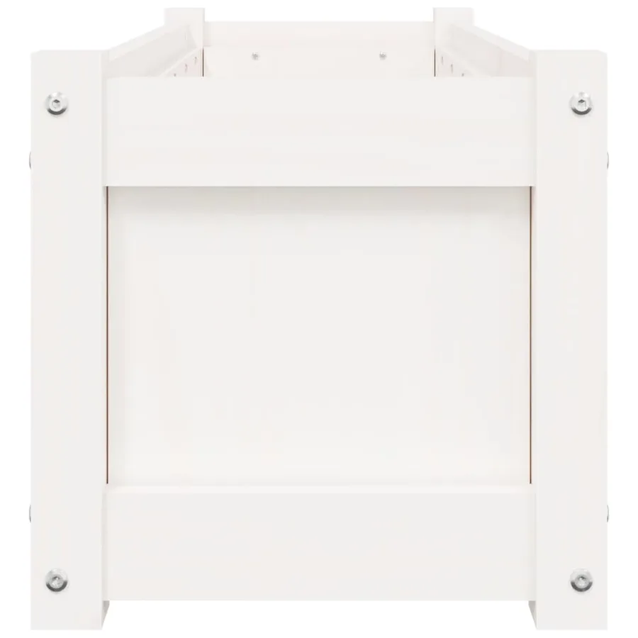 Jardinière blanc 90x31x31 cm bois massif de pin - 6