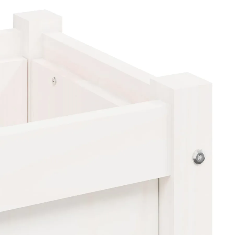 Jardinière blanc 90x31x31 cm bois massif de pin - 9
