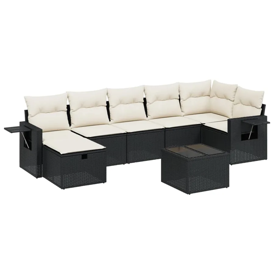 Salon de jardin 8 pcs avec coussins noir résine tressée - 2